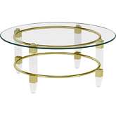 4038 Round Coffee Table in Tempered Glass, Acrylic & Gold